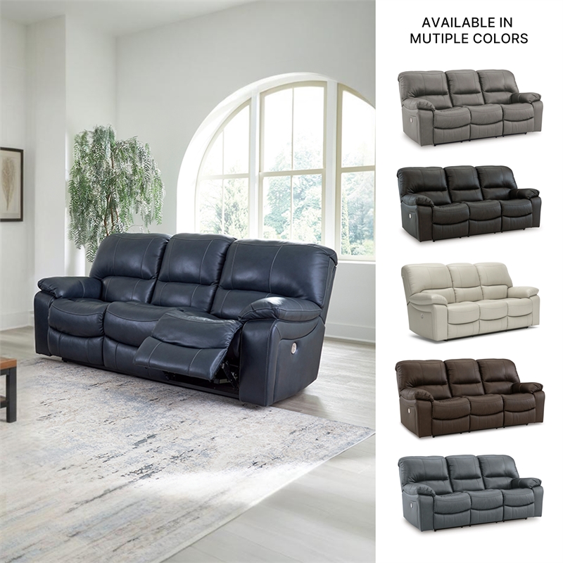 Bowery Hill Ocean Faux Leather Power Reclining Sofa & Loveseat Set