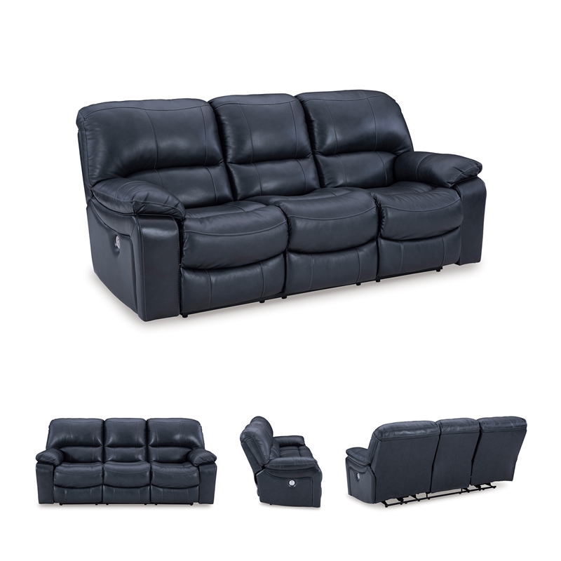 Bowery Hill Ocean Faux Leather Power Reclining Sofa & Loveseat Set