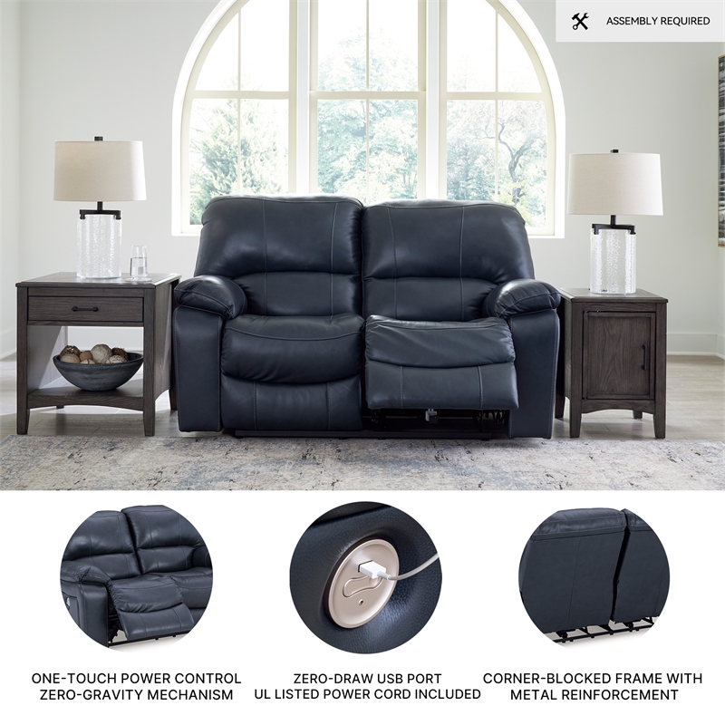 Bowery Hill Ocean Faux Leather Power Reclining Sofa & Loveseat Set