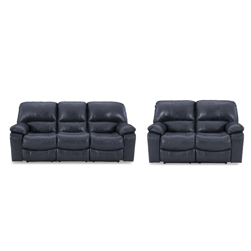 Bowery Hill Ocean Faux Leather Power Reclining Sofa & Loveseat Set