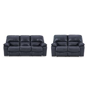 Bowery Hill Ocean Faux Leather Power Reclining Sofa & Loveseat Set
