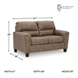Bowery Hill Faux Leather Loveseat & Sofa Set in Fossil Finish