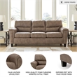Bowery Hill Faux Leather Loveseat & Sofa Set in Fossil Finish