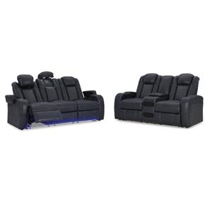 Bowery Hill 2-Pc Faux Leather Power Reclining Sofa Set with LED Lights & Storage