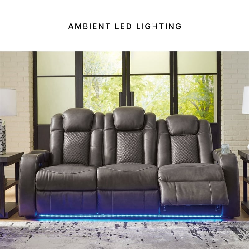 Bowery Hill Power Reclining Loveseat & Sofa Set in Faux Leather