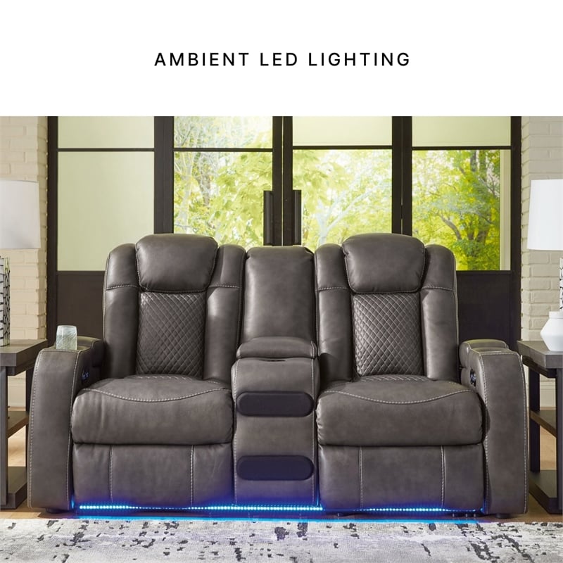 Bowery Hill Power Reclining Loveseat & Sofa Set in Faux Leather