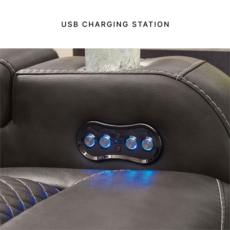 Bowery Hill Power Reclining Loveseat & Sofa Set in Faux Leather