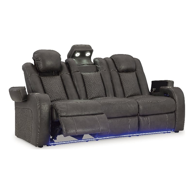 Bowery Hill Power Reclining Loveseat & Sofa Set in Faux Leather