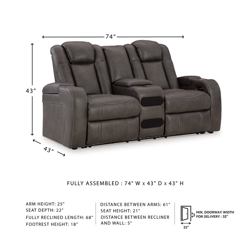 Bowery Hill Power Reclining Loveseat & Sofa Set in Faux Leather