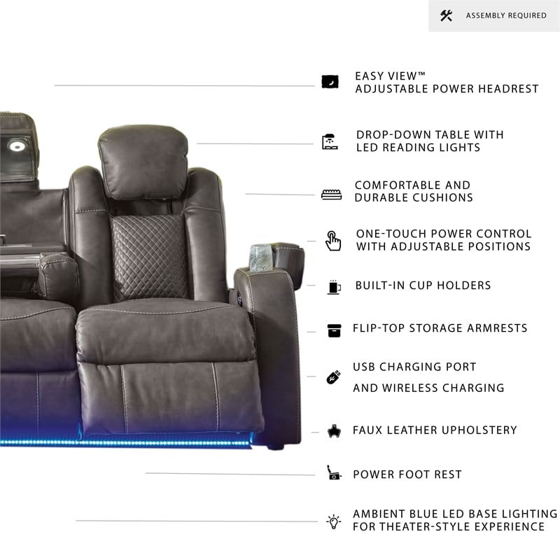 Bowery Hill Power Reclining Loveseat & Sofa Set in Faux Leather