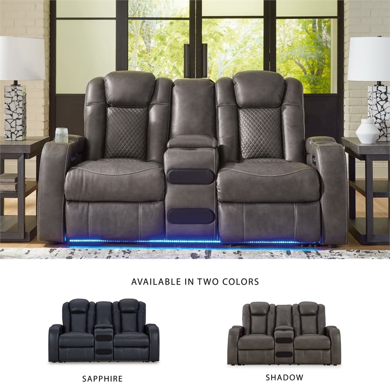 Bowery Hill Power Reclining Loveseat & Sofa Set in Faux Leather