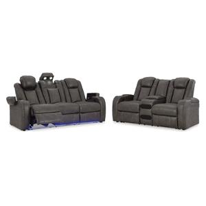 Bowery Hill Power Reclining Loveseat & Sofa Set in Faux Leather