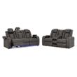 Bowery Hill Power Reclining Loveseat & Sofa Set in Faux Leather