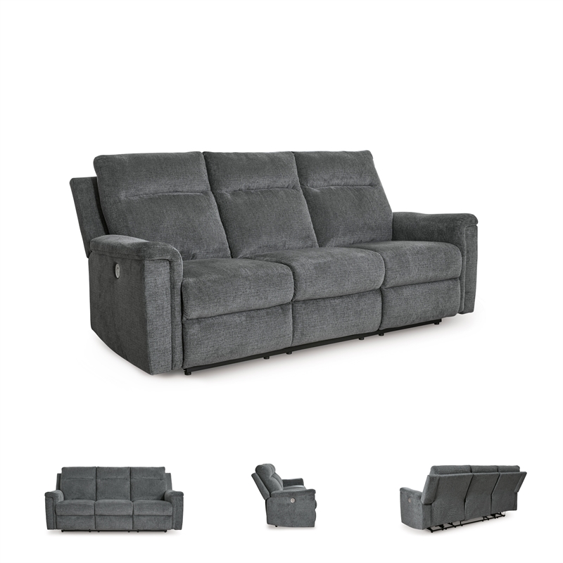 Bowery Hill 2-Piece Power Reclining Set of Loveseat & Sofa in Gray