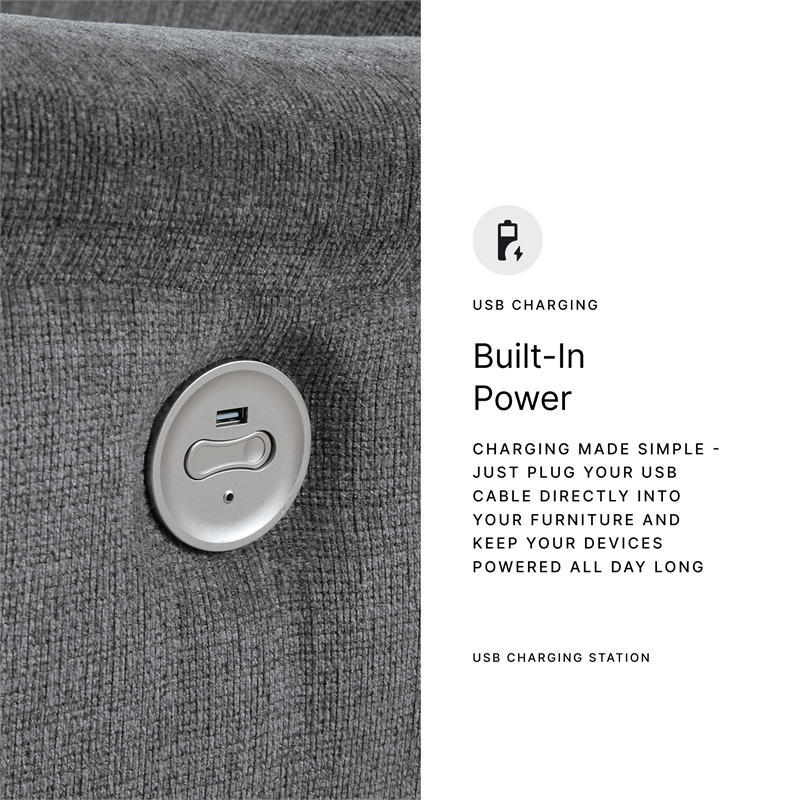 Bowery Hill 2-Piece Power Reclining Set of Loveseat & Sofa in Gray