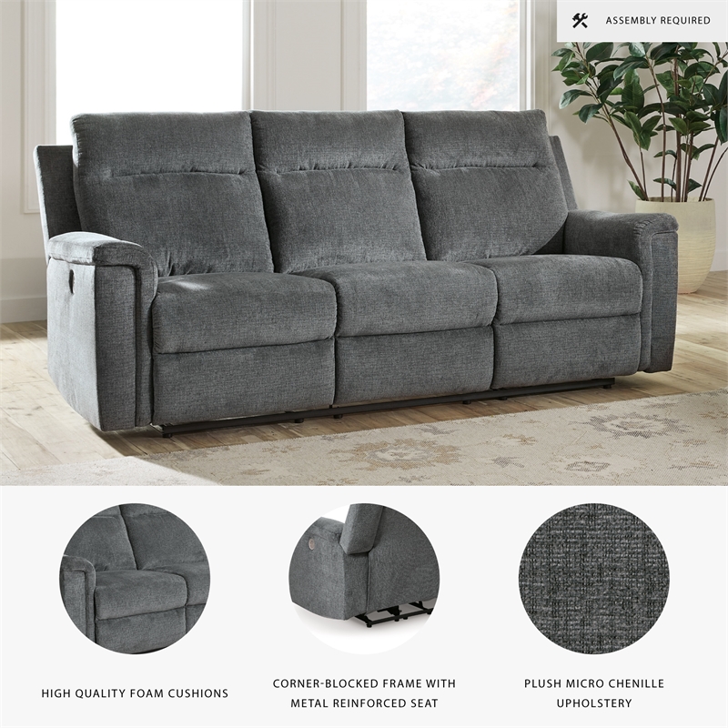 Bowery Hill 2-Piece Power Reclining Set of Loveseat & Sofa in Gray