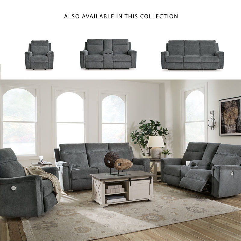 Bowery Hill 2-Piece Power Reclining Set of Loveseat & Sofa in Gray