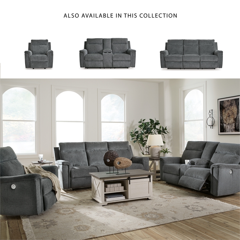 Bowery Hill 2-Piece Power Reclining Set of Loveseat & Sofa in Gray