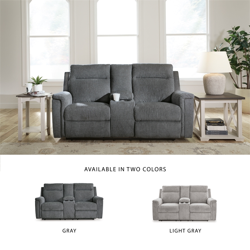 Bowery Hill 2-Piece Power Reclining Set of Loveseat & Sofa in Gray