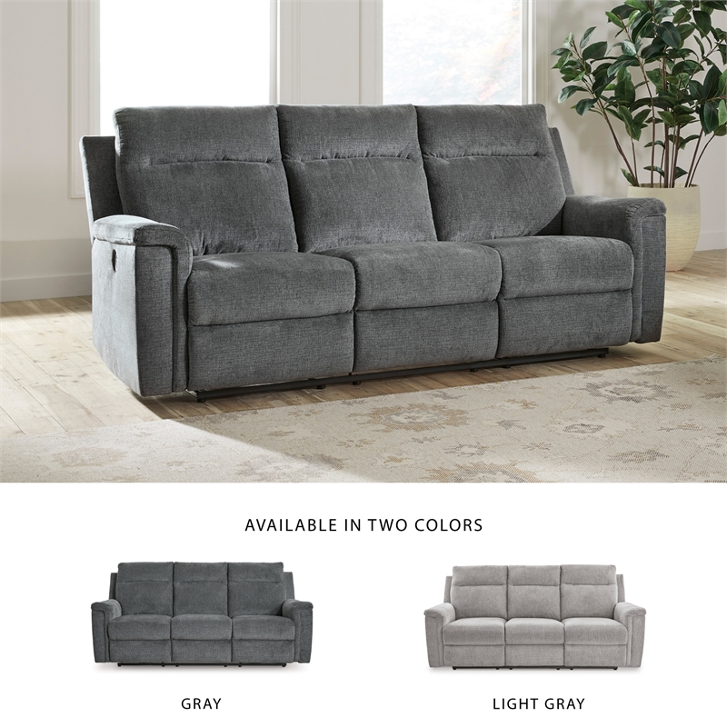 Bowery Hill 2-Piece Power Reclining Set of Loveseat & Sofa in Gray