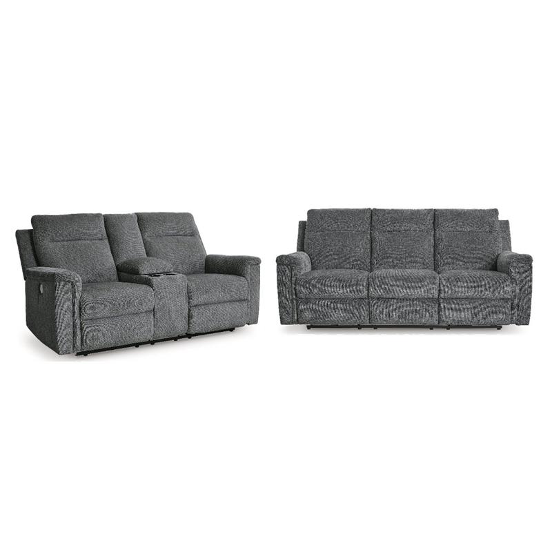 Bowery Hill 2-Piece Power Reclining Set of Loveseat & Sofa in Gray