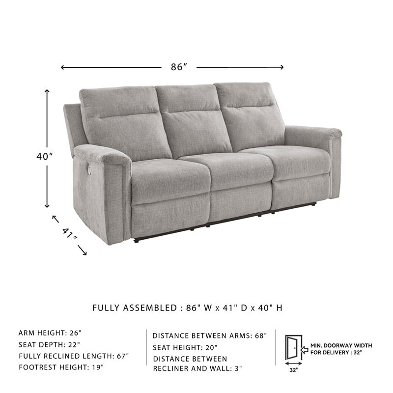 Bowery Hill 2-Piece Reclining Set of Loveseat and Sofa in Ash