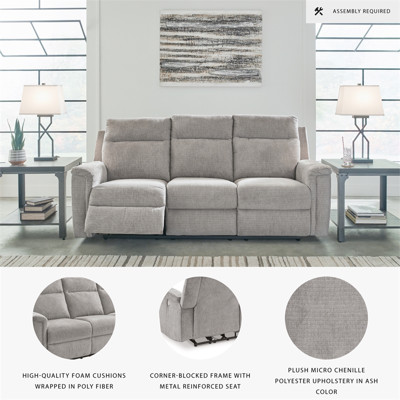 Bowery Hill 2-Piece Reclining Set of Loveseat and Sofa in Ash