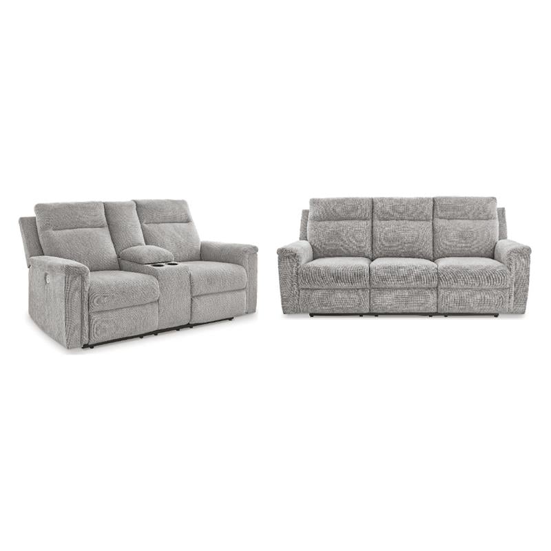 Bowery Hill 2-Piece Reclining Set of Loveseat and Sofa in Ash