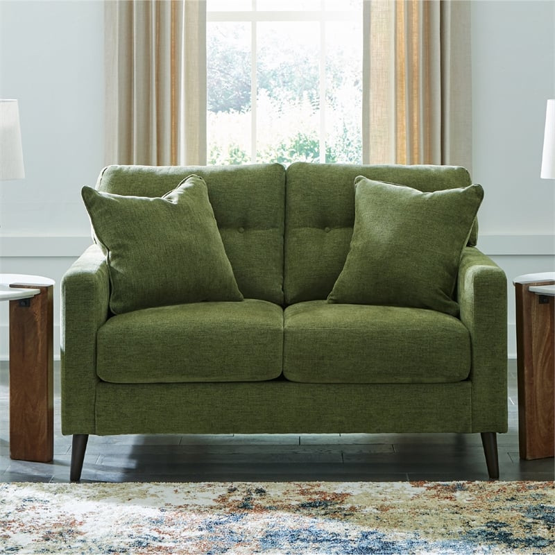 Bowery Hill 2-Piece Set of Green Sofa & Loveseat with Polyester Upholstery