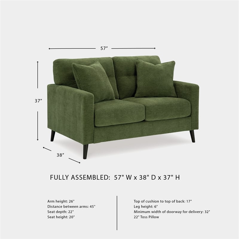 Bowery Hill 2-Piece Set of Green Sofa & Loveseat with Polyester Upholstery