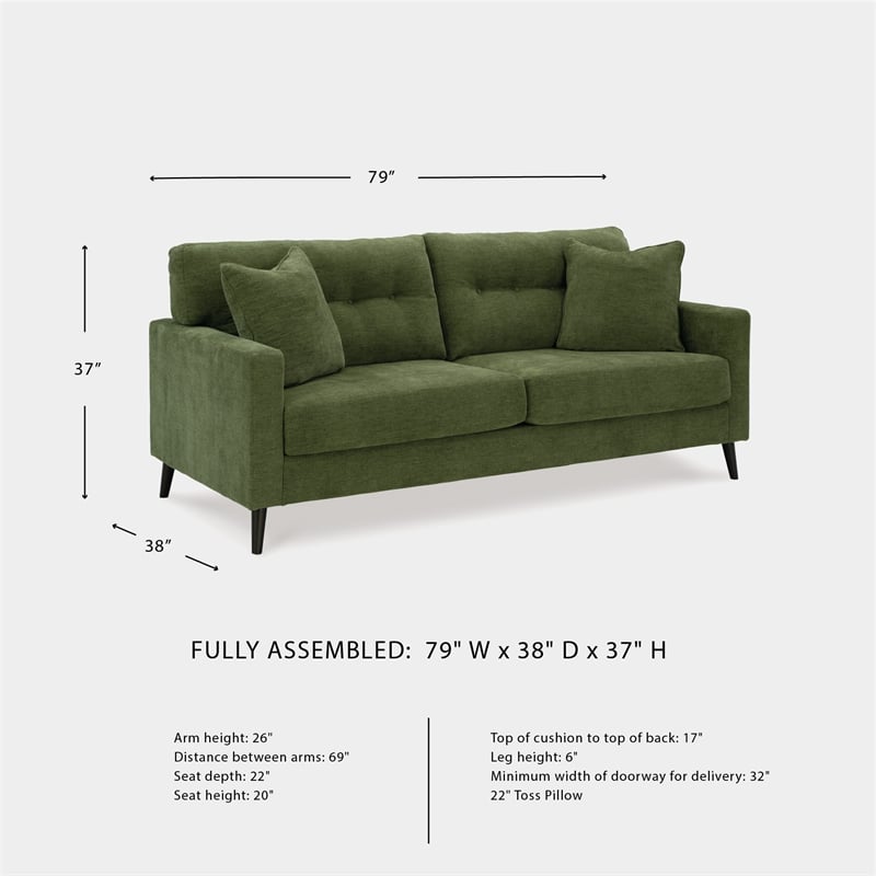 Bowery Hill 2-Piece Set of Green Sofa & Loveseat with Polyester Upholstery