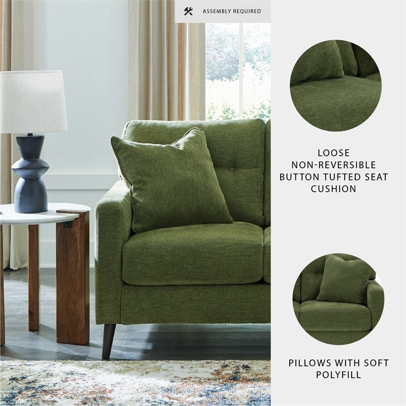 Bowery Hill 2-Piece Set of Green Sofa & Loveseat with Polyester Upholstery
