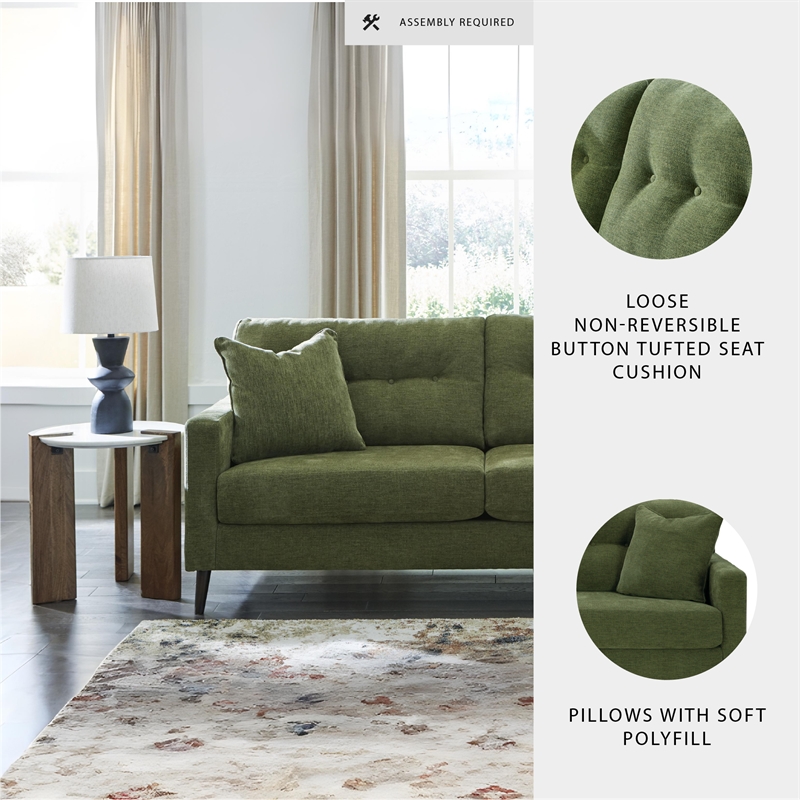 Bowery Hill 2-Piece Set of Green Sofa & Loveseat with Polyester Upholstery