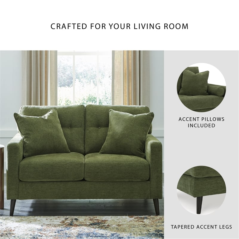 Bowery Hill 2-Piece Set of Green Sofa & Loveseat with Polyester Upholstery