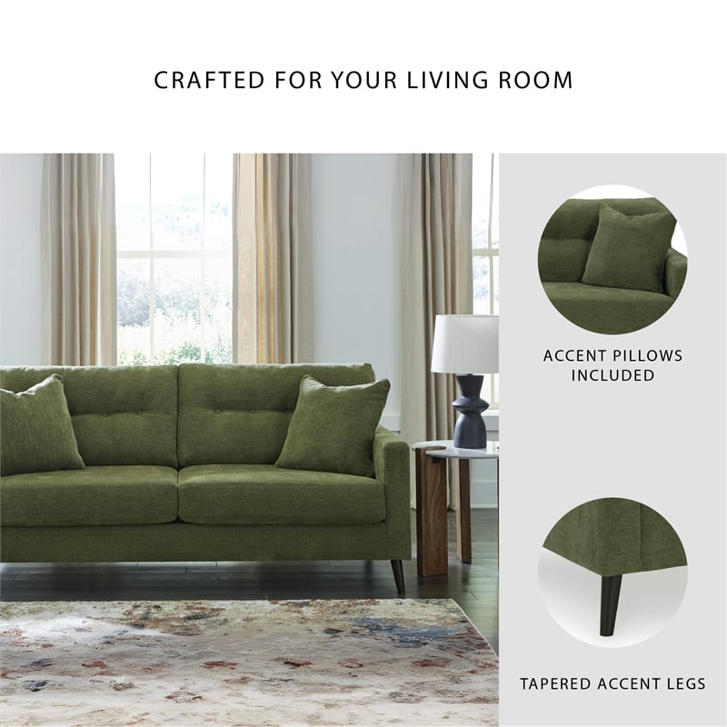 Bowery Hill 2-Piece Set of Green Sofa & Loveseat with Polyester Upholstery
