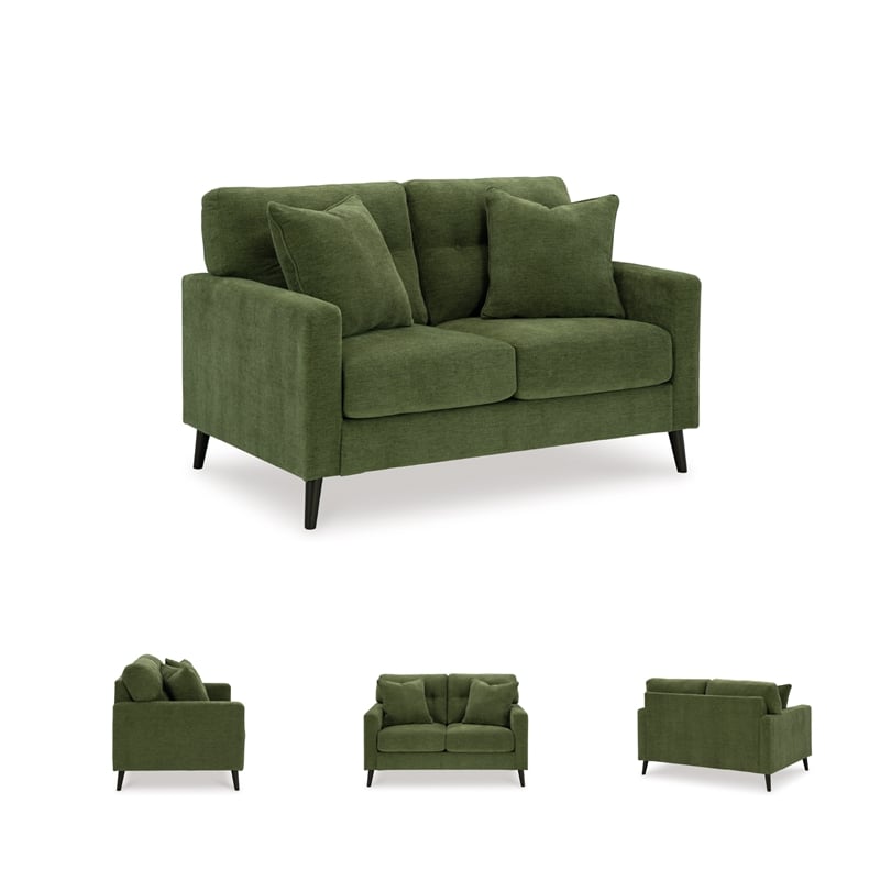 Bowery Hill 2-Piece Set of Green Sofa & Loveseat with Polyester Upholstery