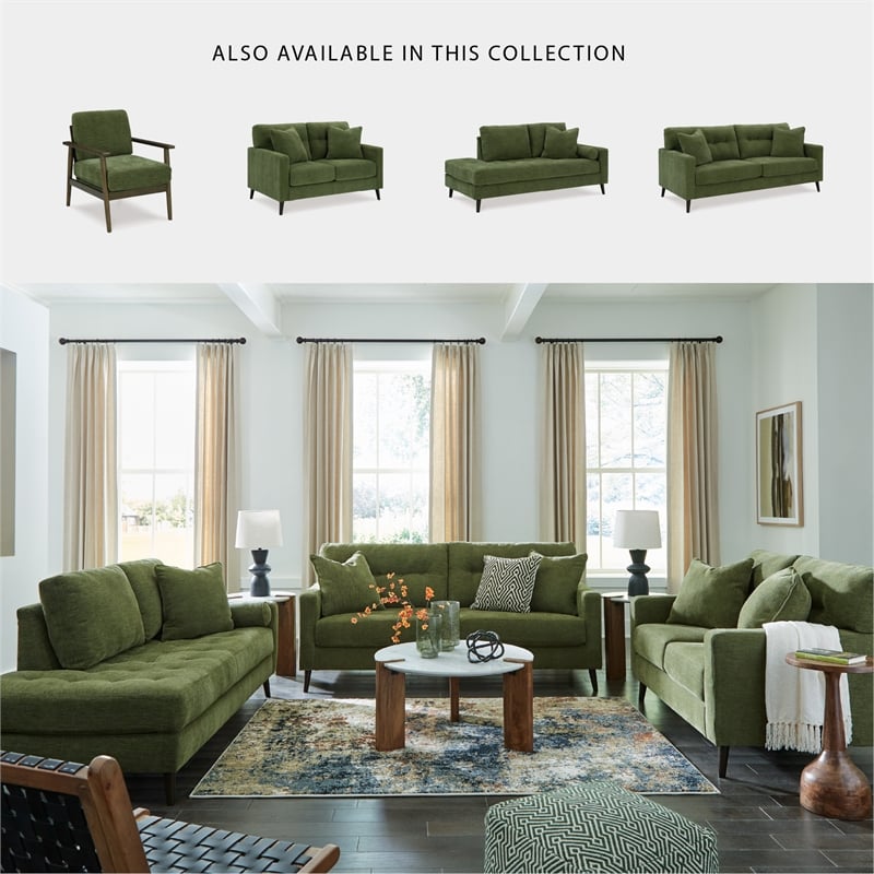 Bowery Hill 2-Piece Set of Green Sofa & Loveseat with Polyester Upholstery