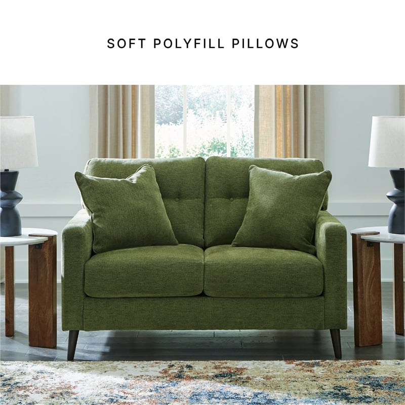 Bowery Hill 2-Piece Set of Green Sofa & Loveseat with Polyester Upholstery