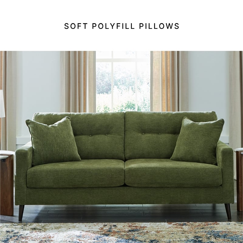 Bowery Hill 2-Piece Set of Green Sofa & Loveseat with Polyester Upholstery