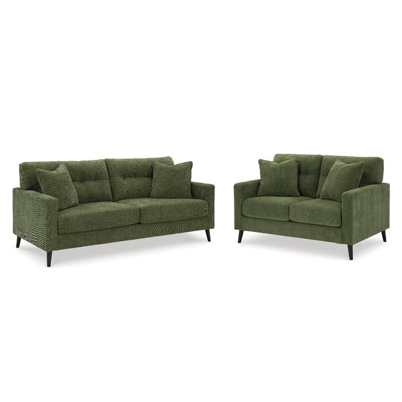 Bowery Hill 2-Piece Set of Green Sofa & Loveseat with Polyester Upholstery