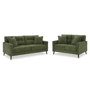 Bowery Hill 2-Piece Set of Green Sofa & Loveseat with Polyester Upholstery