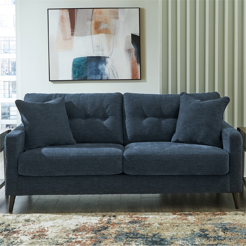 Bowery Hill Navy Sofa & Loveseat Set with Polyester Upholstery