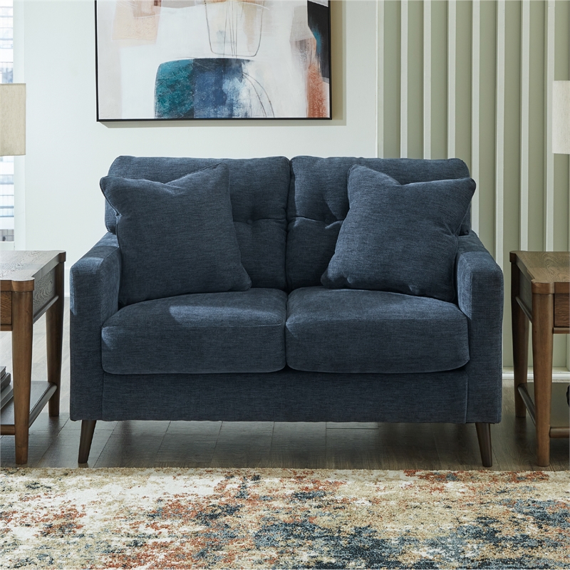 Bowery Hill Navy Sofa & Loveseat Set with Polyester Upholstery