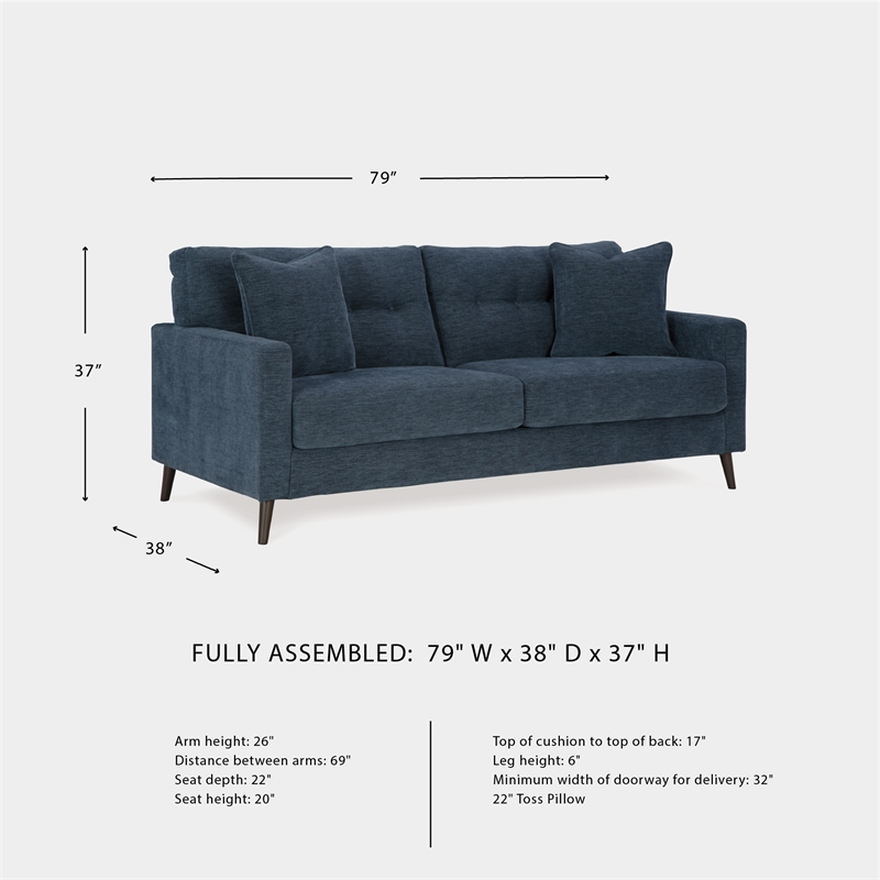 Bowery Hill Navy Sofa & Loveseat Set with Polyester Upholstery