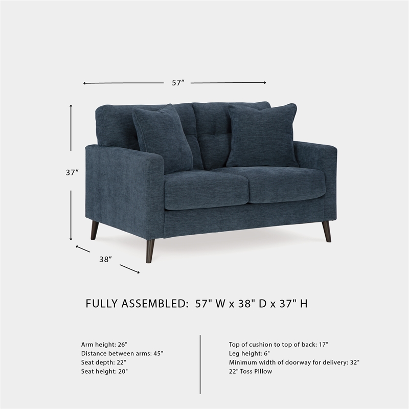 Bowery Hill Navy Sofa & Loveseat Set with Polyester Upholstery