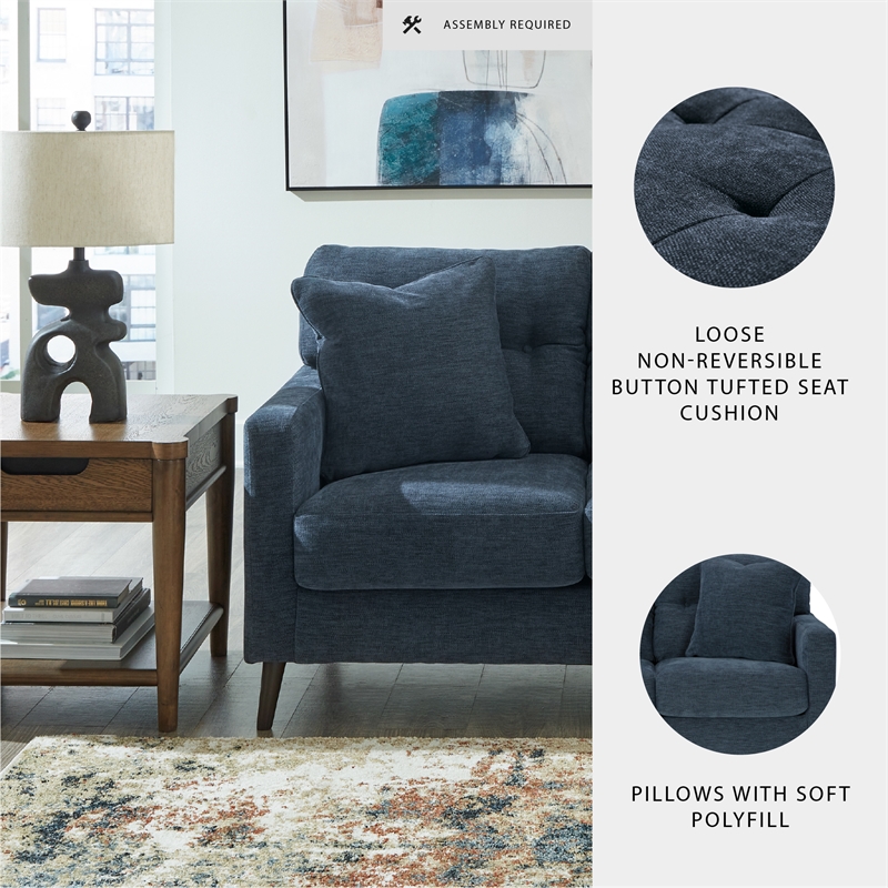 Bowery Hill Navy Sofa & Loveseat Set with Polyester Upholstery