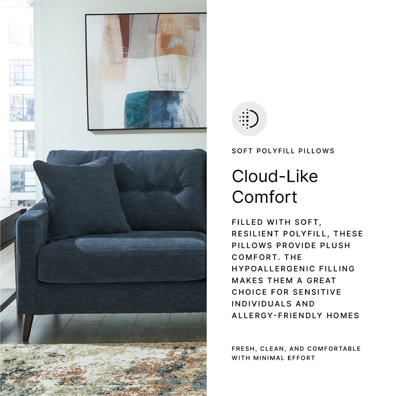 Bowery Hill Navy Sofa & Loveseat Set with Polyester Upholstery