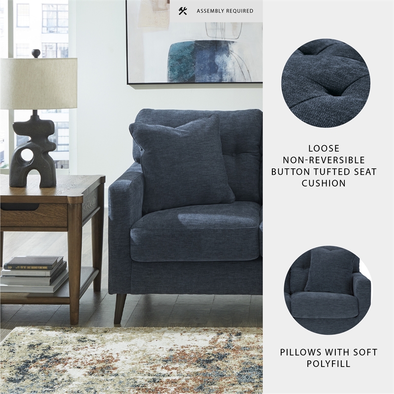 Bowery Hill Navy Sofa & Loveseat Set with Polyester Upholstery