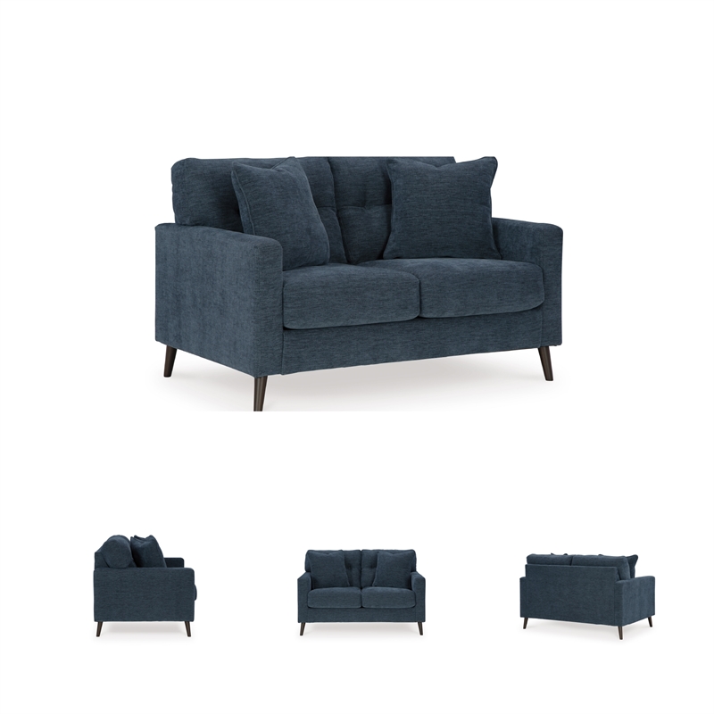 Bowery Hill Navy Sofa & Loveseat Set with Polyester Upholstery