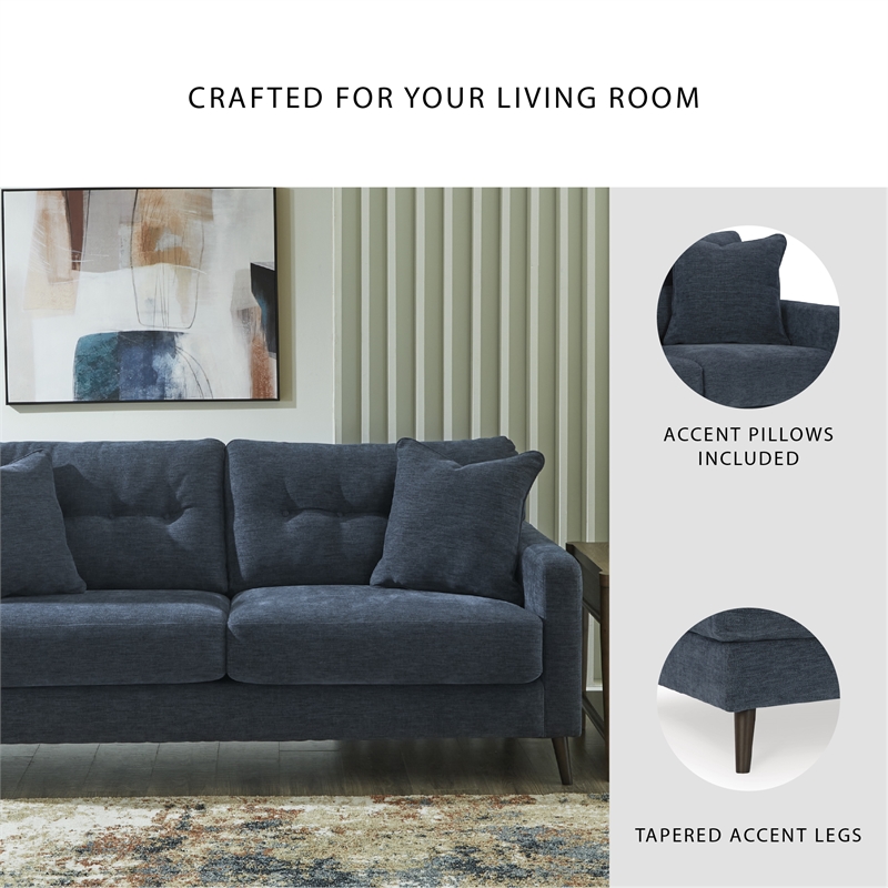 Bowery Hill Navy Sofa & Loveseat Set with Polyester Upholstery